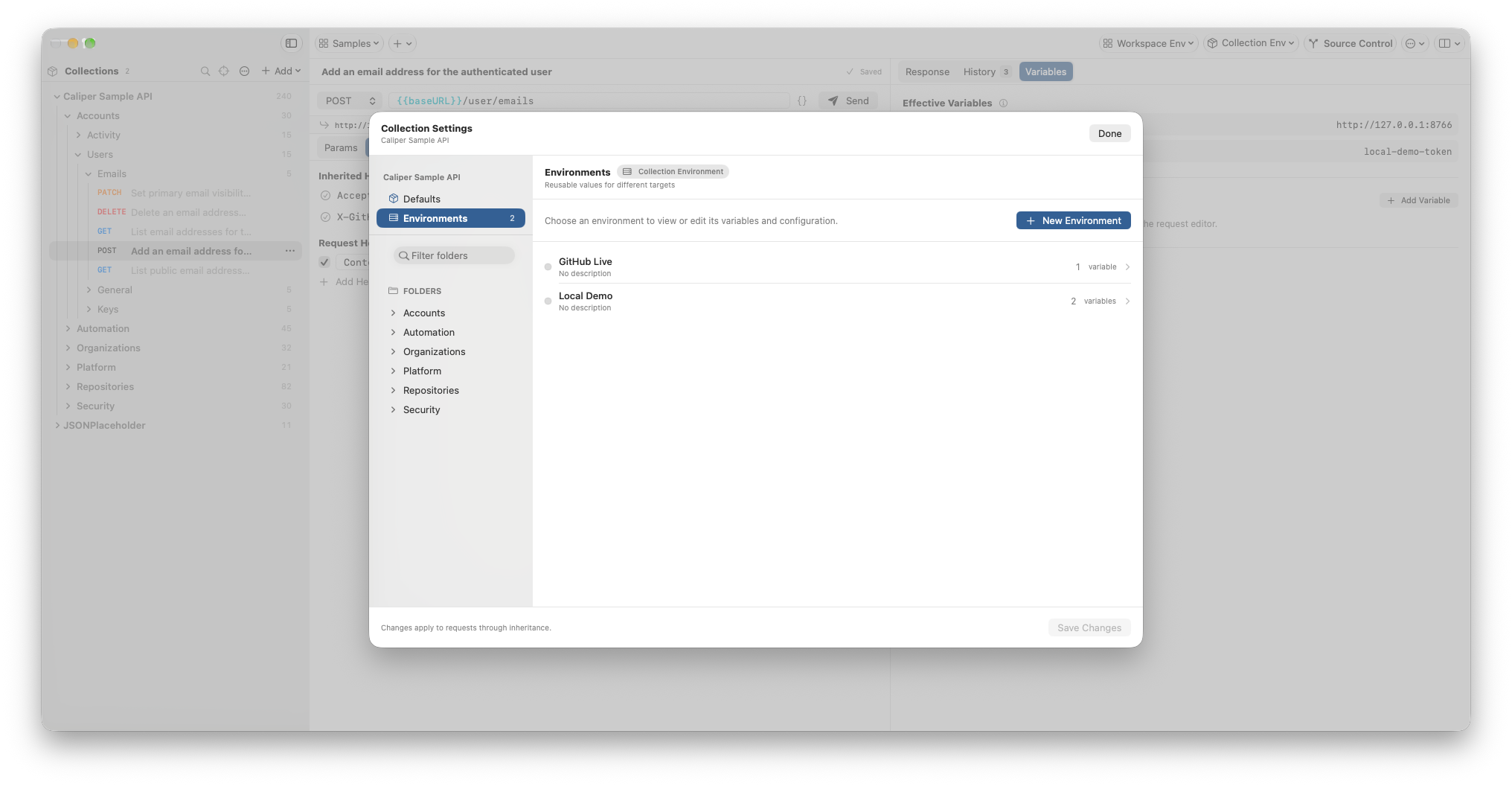 Caliper collection files and request hierarchy